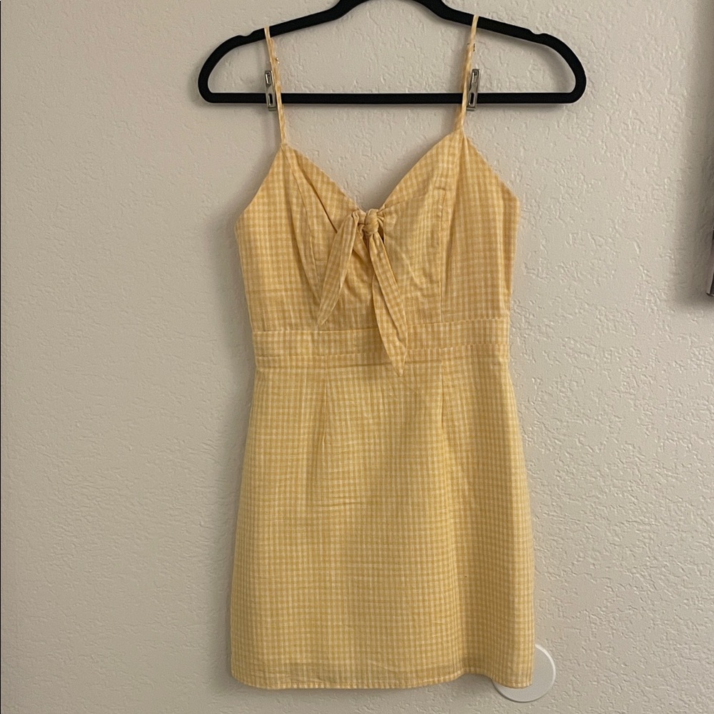 Lulu's Yellow Checkered Mini Dress